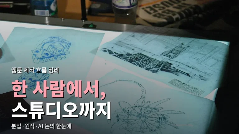 웹툰 제작 방식 변화 정리 - 1인 작가에서 스튜디오 분업, AI 논란까지 링크모음으로 보기